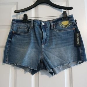 NWT Blank NYC The Astor Embroidered Sun and Rainbow Denim Shorts